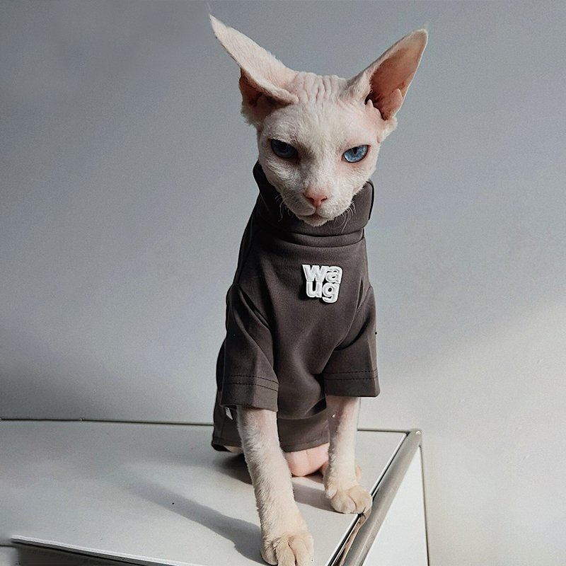 Cotton T-shirts Shirts Highneck Sphynx Cat Clothes - PIKAPIKA