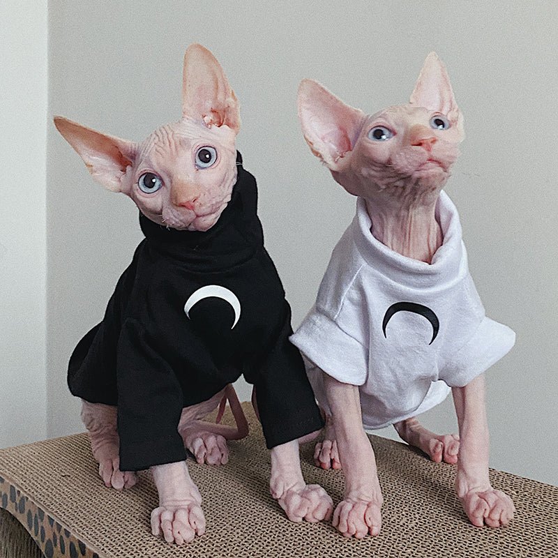Crescent Moon Print Turtleneck T-shirt Sphynx Cat Clothes - PIKAPIKA