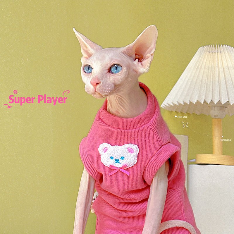 Cute Bear Print Tank Top Sphynx Cat Clothes - PIKAPIKA