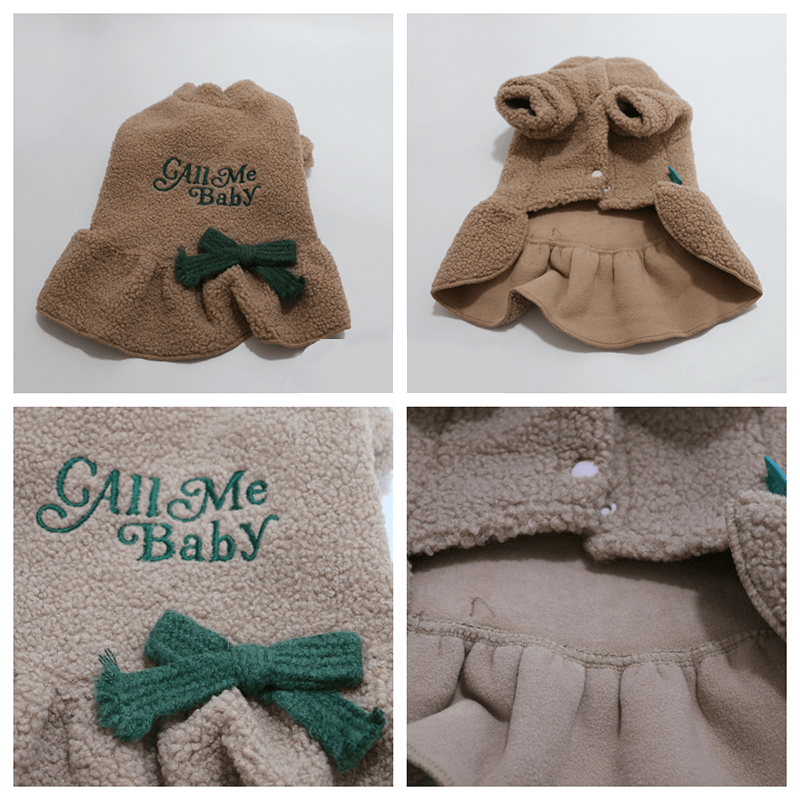 Dachshund Clothes Chrismas Dog Costume Fleece Coat Button Dress Warm - PIKAPIKA