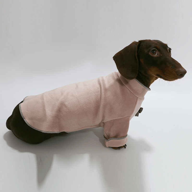 Dachshund Clothes Dog Bowknot Fleece High Neck Sweatshirt Pullover - PIKAPIKA