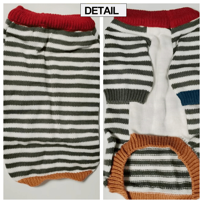 Dachshund Clothes Dog Sweater Orange White Striped Knit Wear - PIKAPIKA