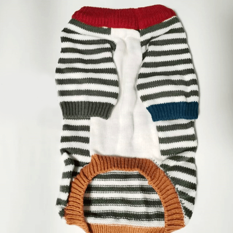 Dachshund Clothes Dog Sweater Orange White Striped Knit Wear - PIKAPIKA