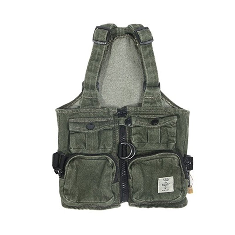 Denim Outdoor-Living Multi-pocket Utility Vest Dog Clothes - PIKAPIKA