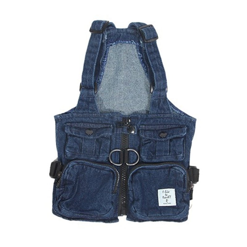 Denim Outdoor-Living Multi-pocket Utility Vest Dog Clothes - PIKAPIKA