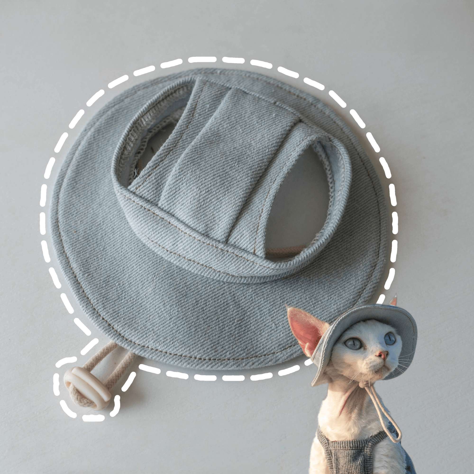 denim-sun-hat-sphynx-cat-