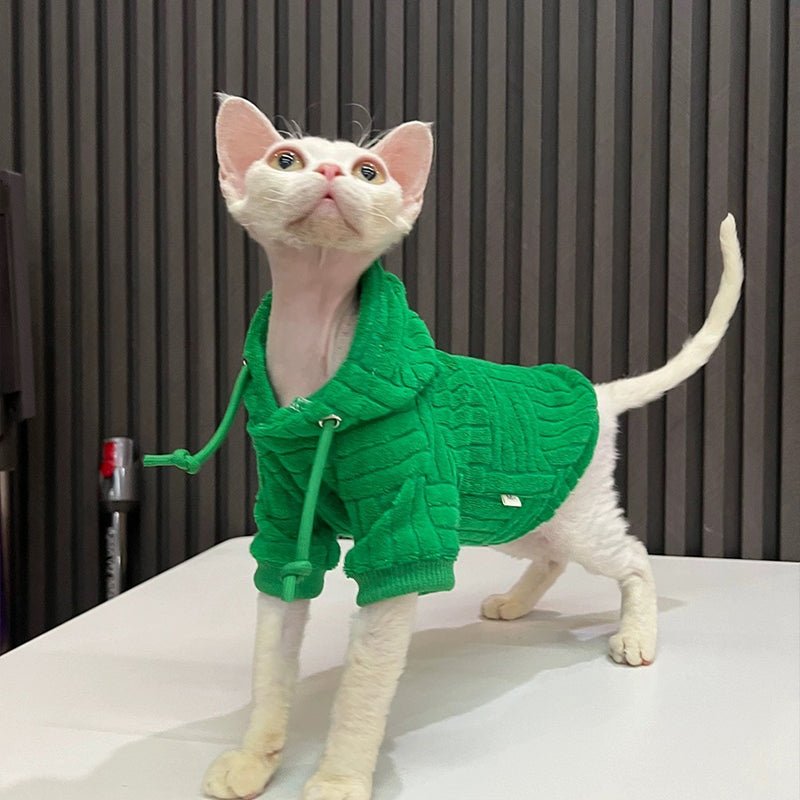 Designer Fabric Fleece Thick Warm Hoodie Sphynx Cat Clothes - PIKAPIKA