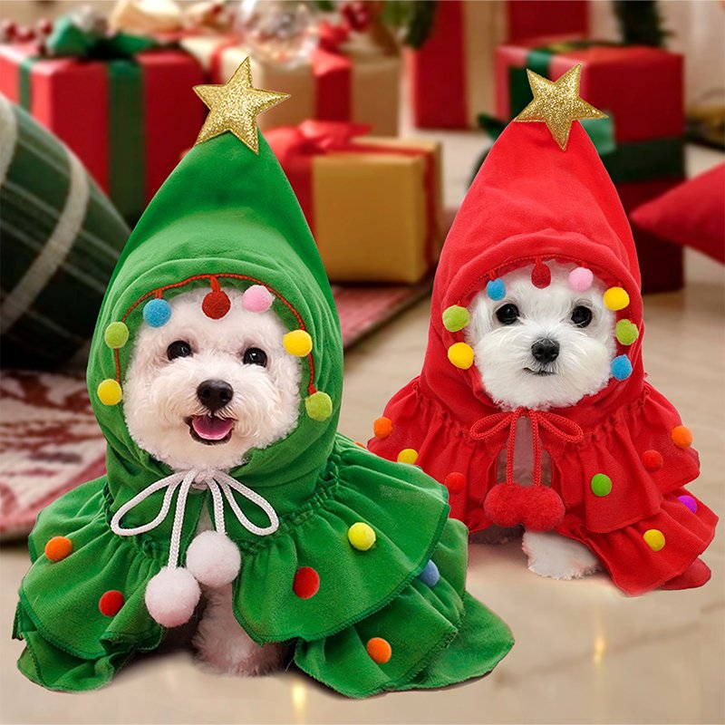 Dog Clothes Christmas Cloak Velevet Coat - PIKAPIKA