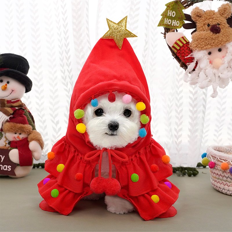 Dog Clothes Christmas Cloak Velevet Coat - PIKAPIKA
