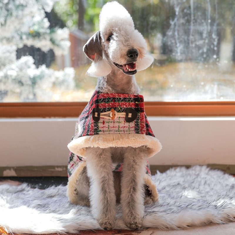 Dog Clothes Christmas Coat Bedlington Tweed Cloak - PIKAPIKA