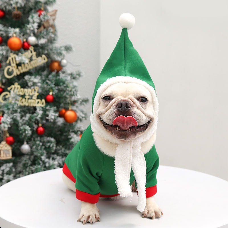 Dog Clothes Christmas Hoodie Bulldog Pug - PIKAPIKA