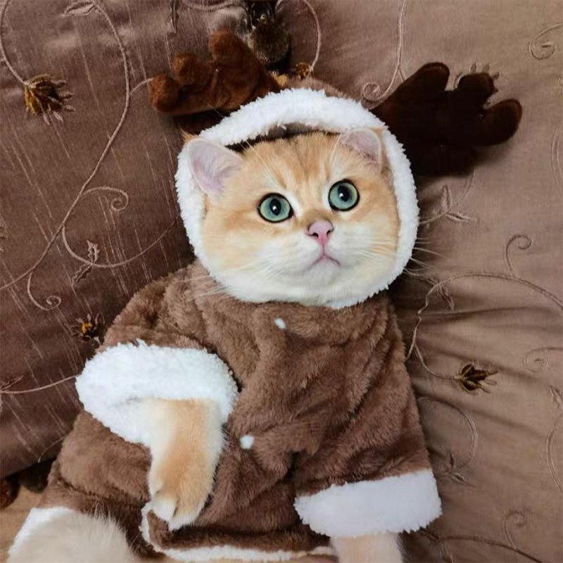 Dog Clothes Christmas Hoodie Fleece Pajama Elk Costume - PIKAPIKA