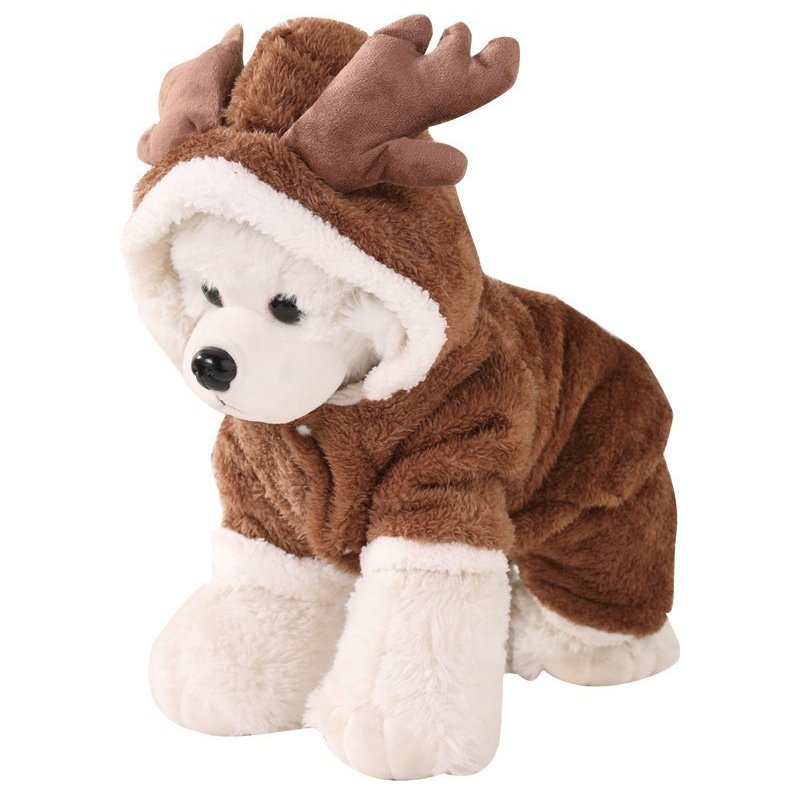Dog Clothes Christmas Hoodie Fleece Pajama Elk Costume - PIKAPIKA