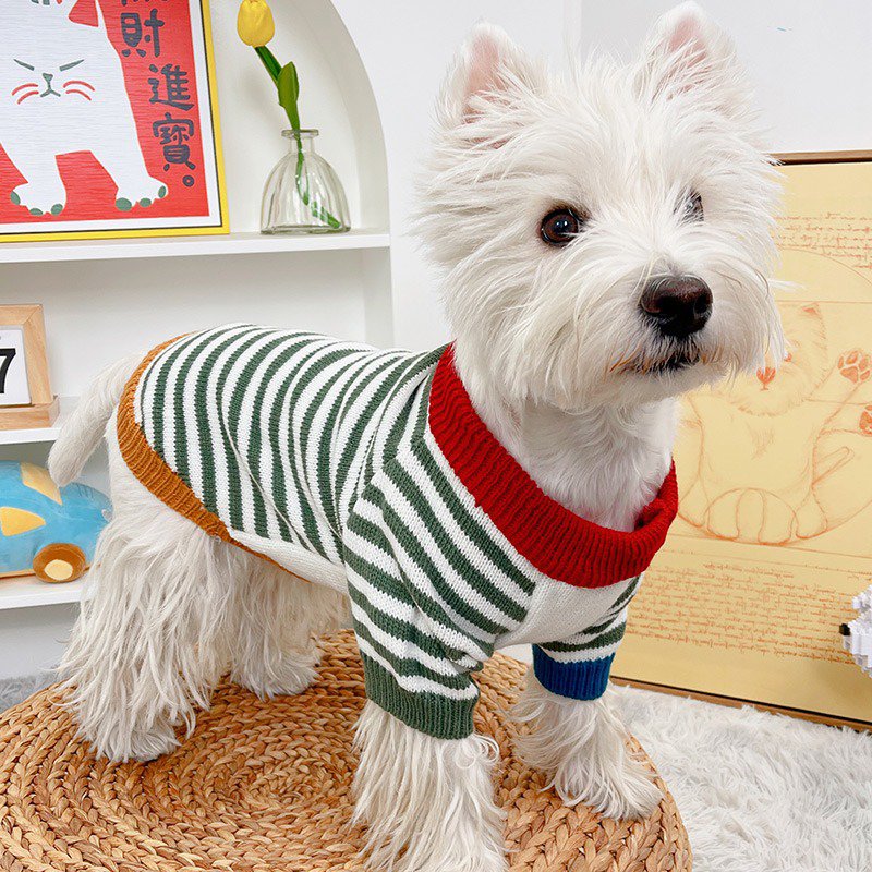 Dog Clothes Christmas Sweater Stripe - PIKAPIKA