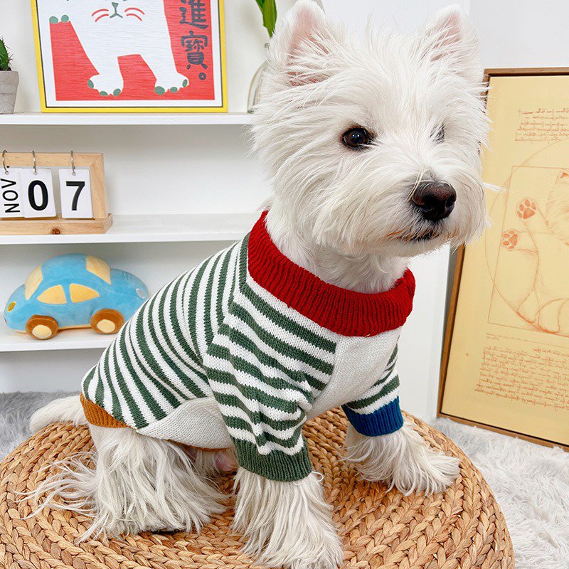 Dog Clothes Christmas Sweater Stripe - PIKAPIKA