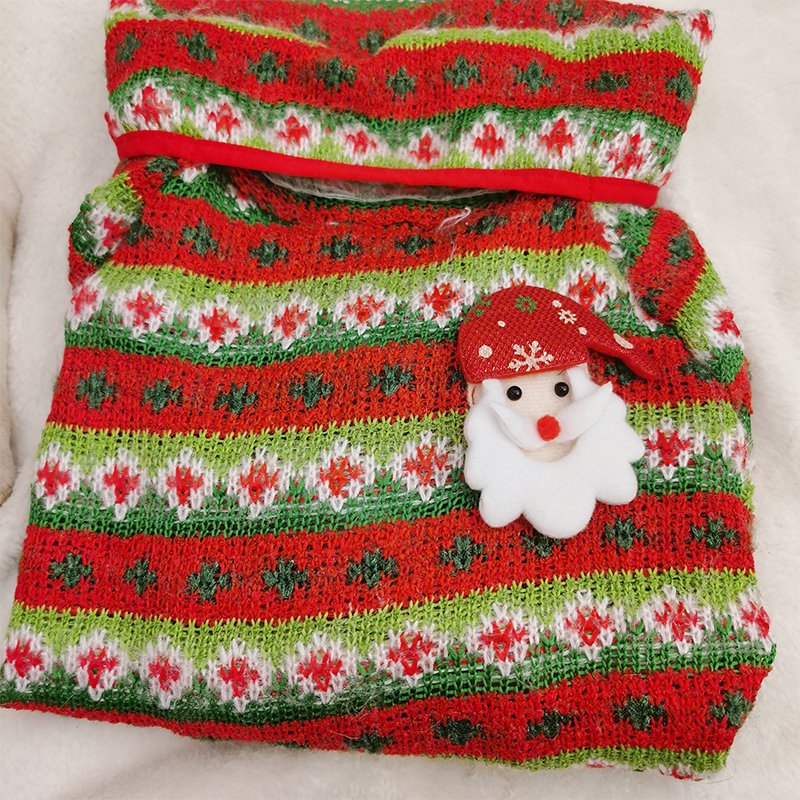 Dog Clothes Christmas Sweater Turtleneck Stripe Knit Bulldog Pug Wear - PIKAPIKA