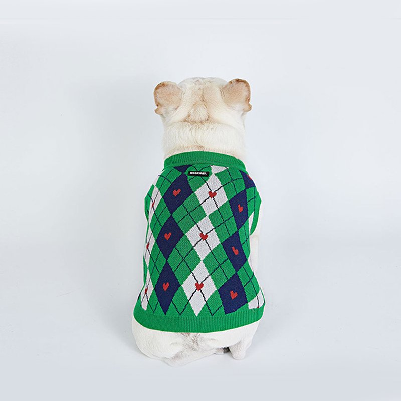 Dog Clothes Plaid Knitted Sweater Preppy Style - PIKAPIKA