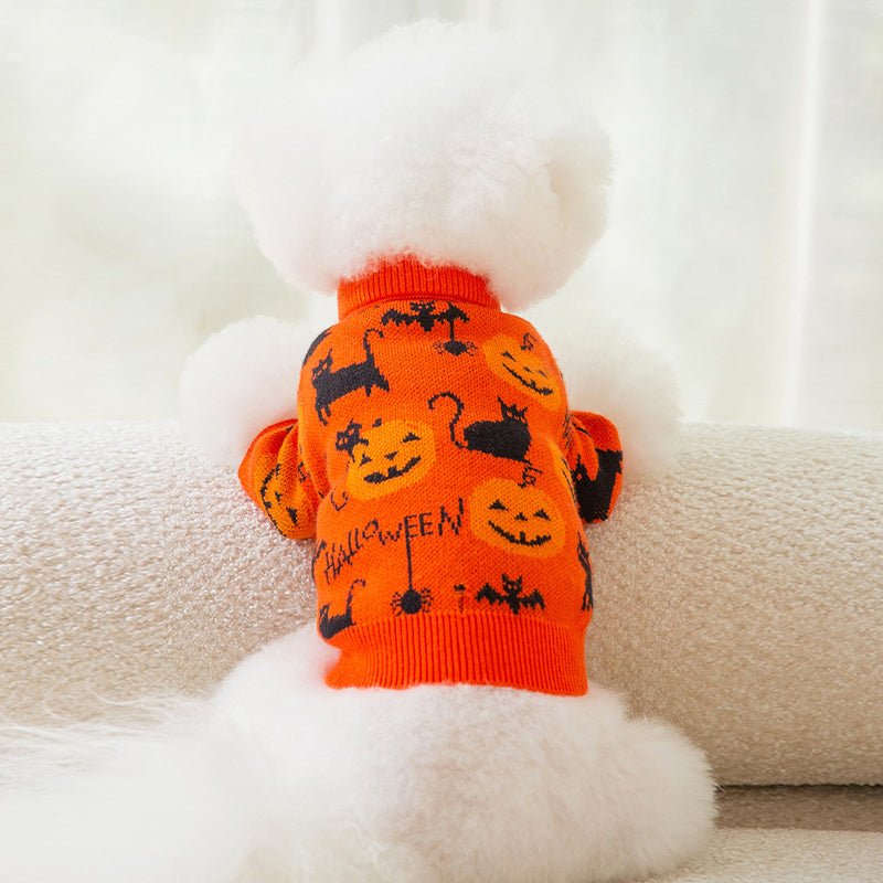 Dog Clothes Pumpkin Knitted Sweater Halloween Costume - PIKAPIKA