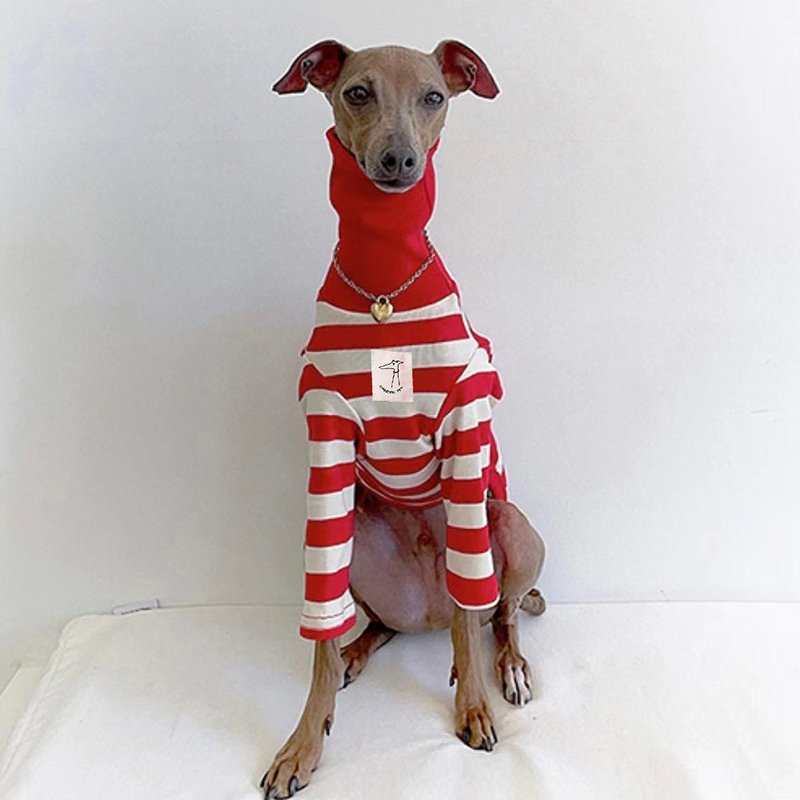 Dog Clothes Turtleneck Stripe Christmas Shirt Italian Greyhound Whippet - PIKAPIKA