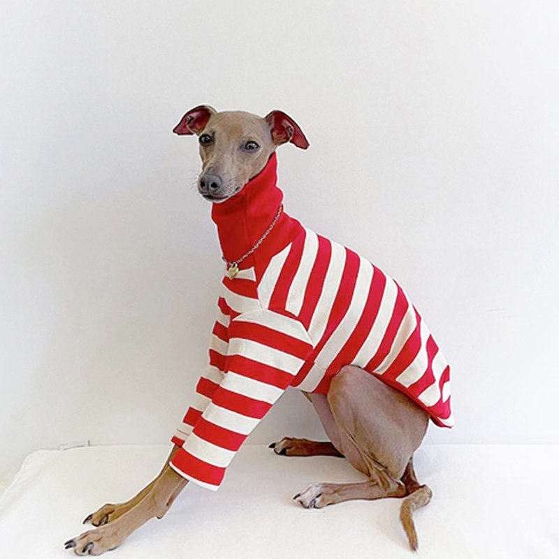 Dog Clothes Turtleneck Stripe Christmas Shirt Italian Greyhound Whippet - PIKAPIKA