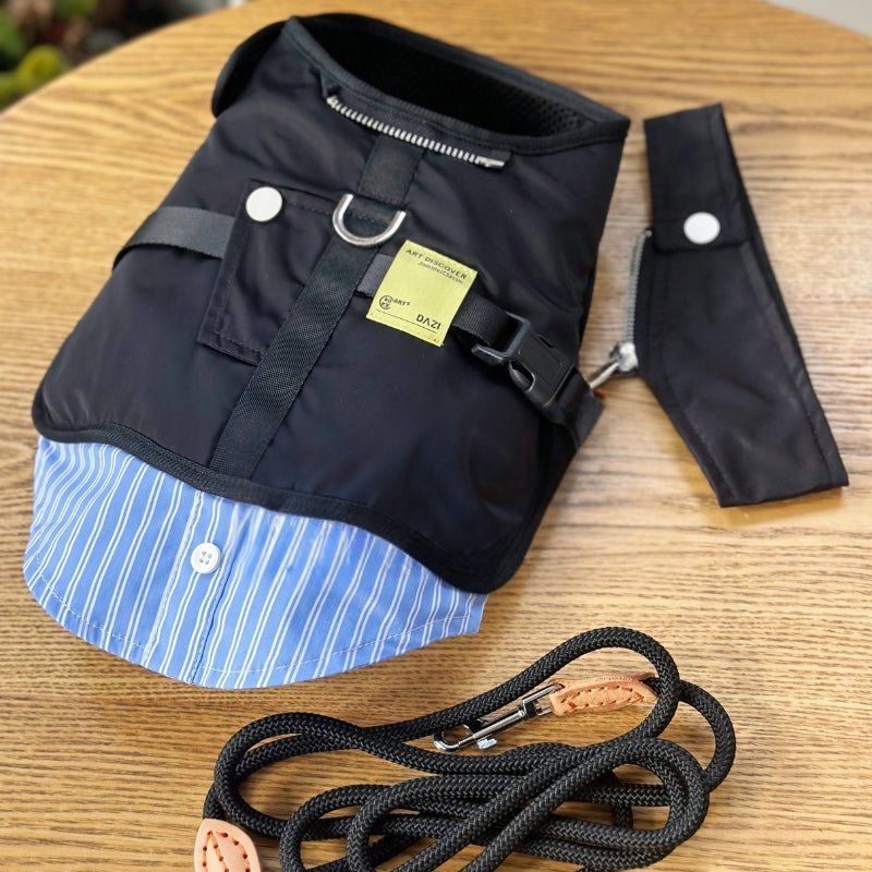 Dog Harness Coat with D - ring Leashes Removable Neckline Outdoor Clothing - PIKAPIKA
