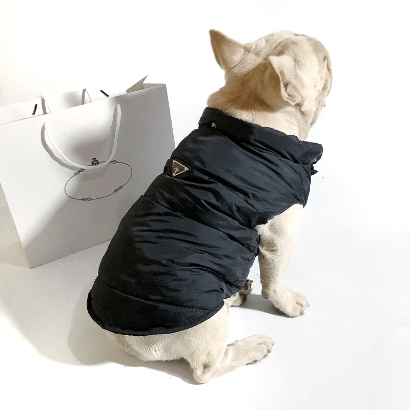 Dog Jacket Bulldog Clothes Padded Vest with Leash Sleeveless Warm - PIKAPIKA