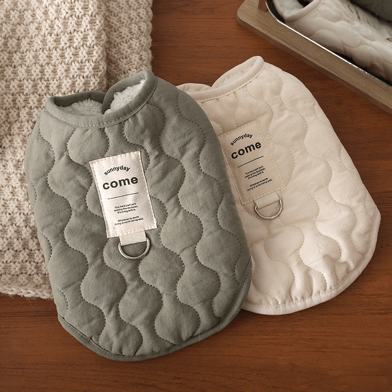 Dog Jacket Cotton Quilting Padded Vest Sleeveless Clothes with D Ring Winter Warm - PIKAPIKA
