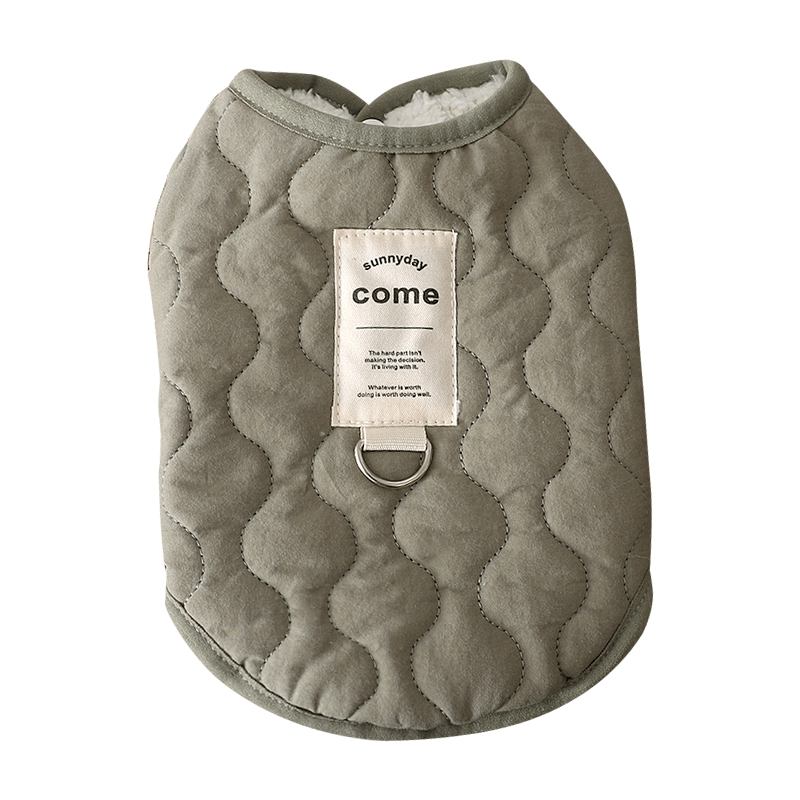 Dog Jacket Cotton Quilting Padded Vest Sleeveless Clothes with D Ring Winter Warm - PIKAPIKA