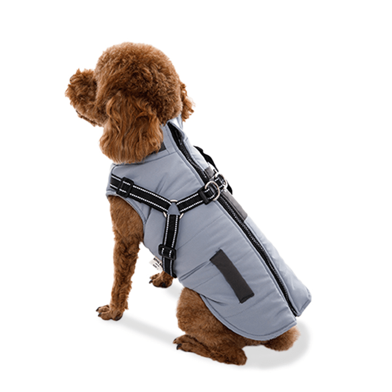 Dog Jacket Padded Vest Sleeveless Clothes with D Ring Winter Warm - PIKAPIKA