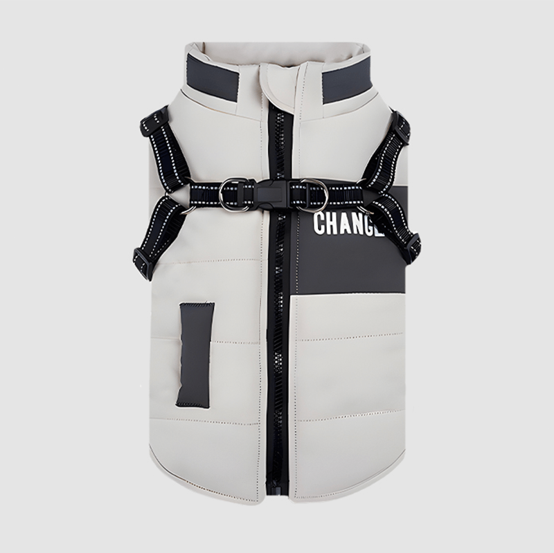 Dog Jacket Padded Vest Sleeveless Clothes with D Ring Winter Warm - PIKAPIKA