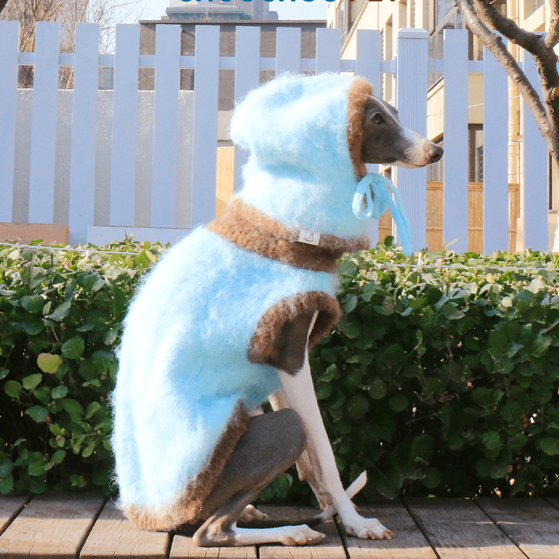 Dog Jumper Knit Plush Sweater for Italian Greyhound Clothes with Hat - PIKAPIKA