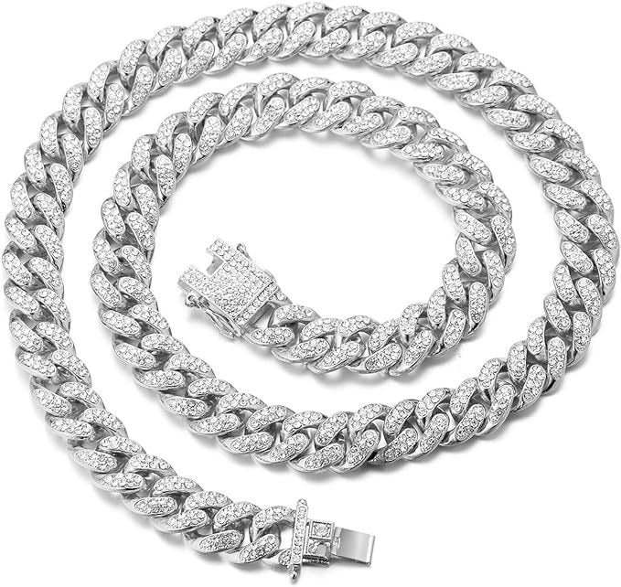 Dog Necklace Accessory Faux Diamonds Golden Chain - PIKAPIKA