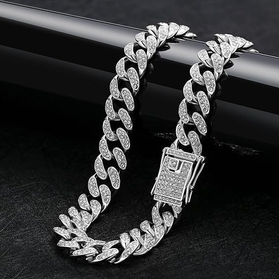 Dog Necklace Accessory Faux Diamonds Golden Chain - PIKAPIKA