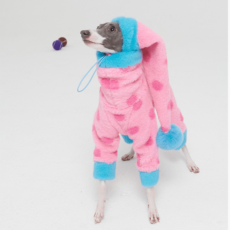 Dog Onesies Fleece Italian Greyhound Clothes Turtleneck Faux Fur Dot - PIKAPIKA