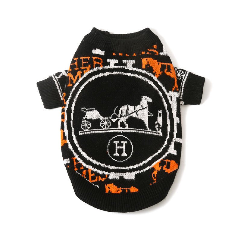 Dog Sweater Black Knit Wear Puppy Clothes - PIKAPIKA