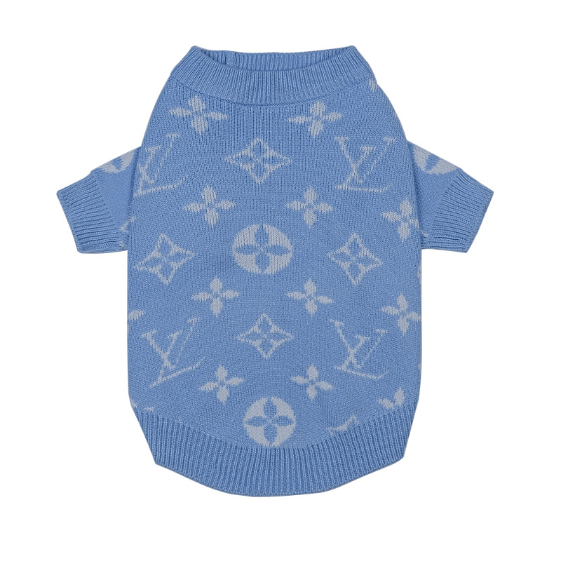 Dog Sweater Knit Wear Cat Sweater Designer Clothes Blue - PIKAPIKA