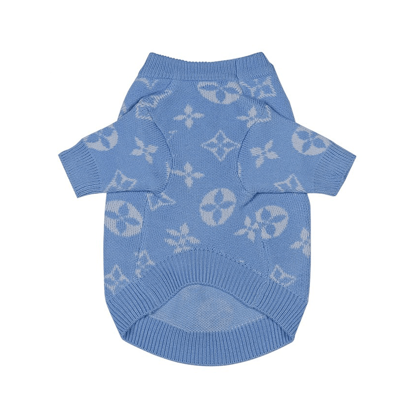 Dog Sweater Knit Wear Cat Sweater Designer Clothes Blue - PIKAPIKA