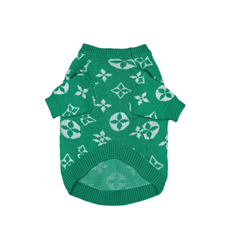 Dog Sweater Knit Wear Cat Sweater Designer Clothes Green - PIKAPIKA