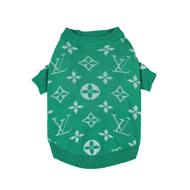 Dog Sweater Knit Wear Cat Sweater Designer Clothes Green - PIKAPIKA