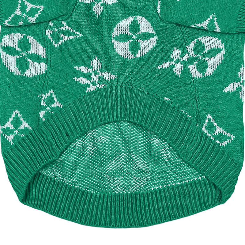 Dog Sweater Knit Wear Cat Sweater Designer Clothes Green - PIKAPIKA