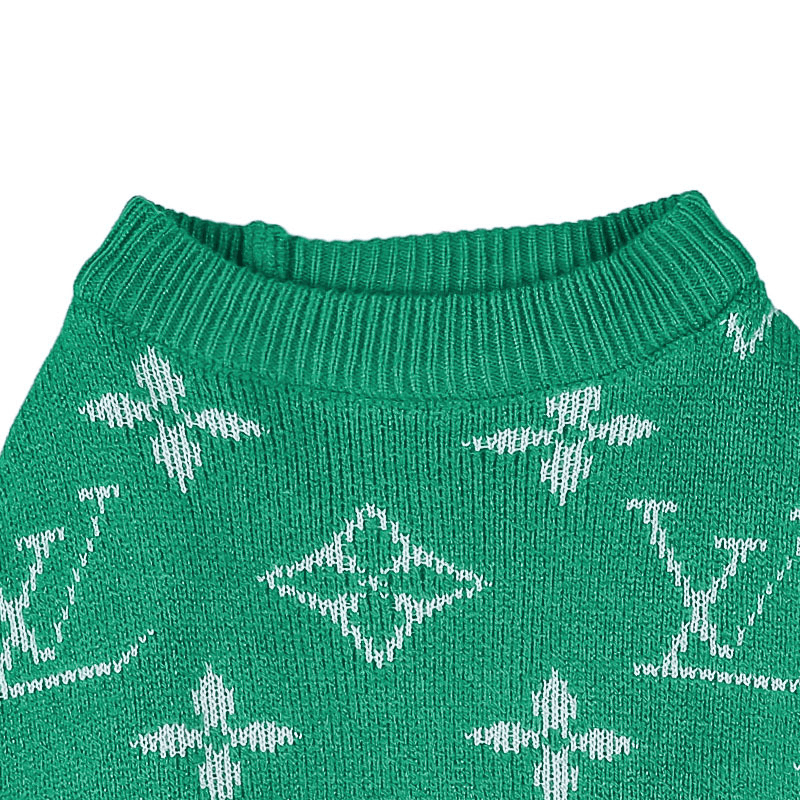 Dog Sweater Knit Wear Cat Sweater Designer Clothes Green - PIKAPIKA