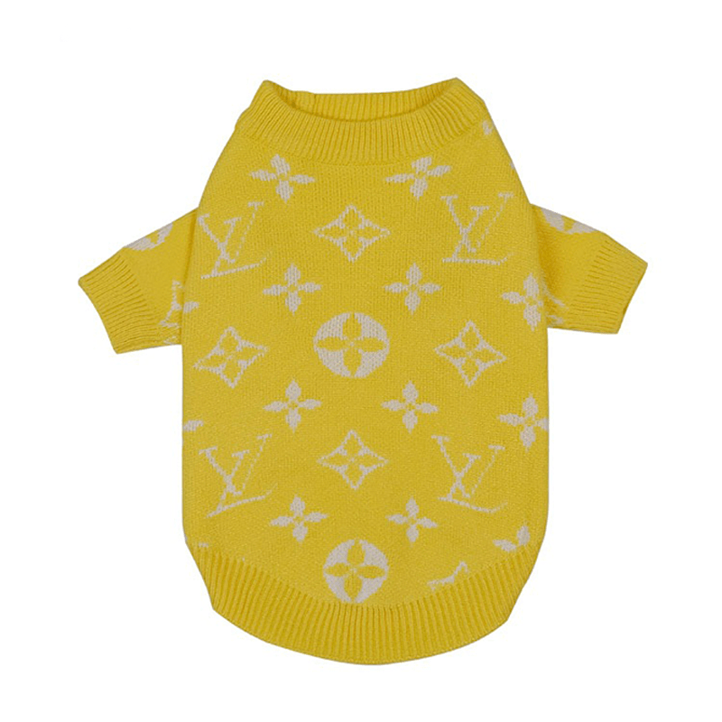 Dog Sweater Knit Wear Cat Sweater Designer Clothes Yellow - PIKAPIKA