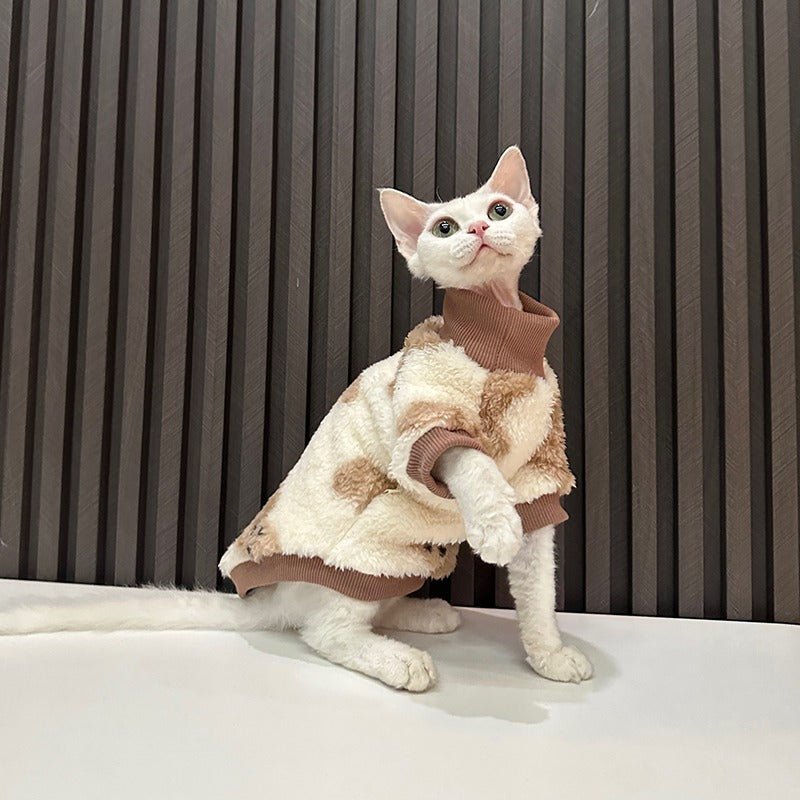 Double Layer Fleece Turtleneck Shirts Sphynx Cat Clothes - PIKAPIKA