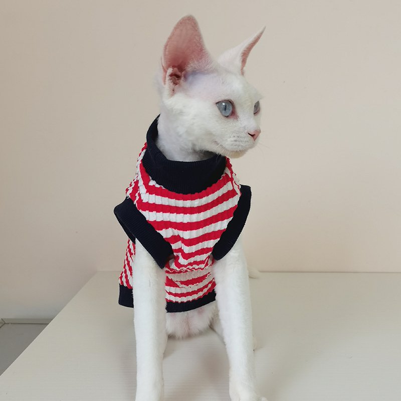 Elastic Stripe T-shirts Tee Shirts Vest Sphynx Cat Clothes - PIKAPIKA