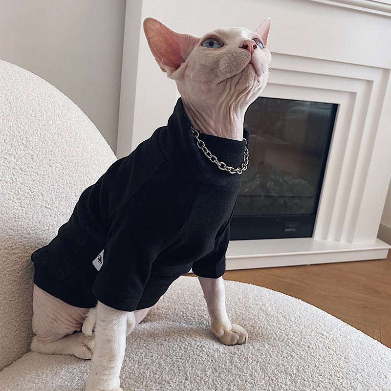 Embossed Turtleneck Shirts Cat Clothes - PIKAPIKA