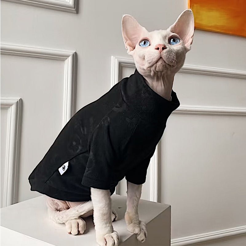 Embossed Turtleneck Shirts Cat Clothes - PIKAPIKA