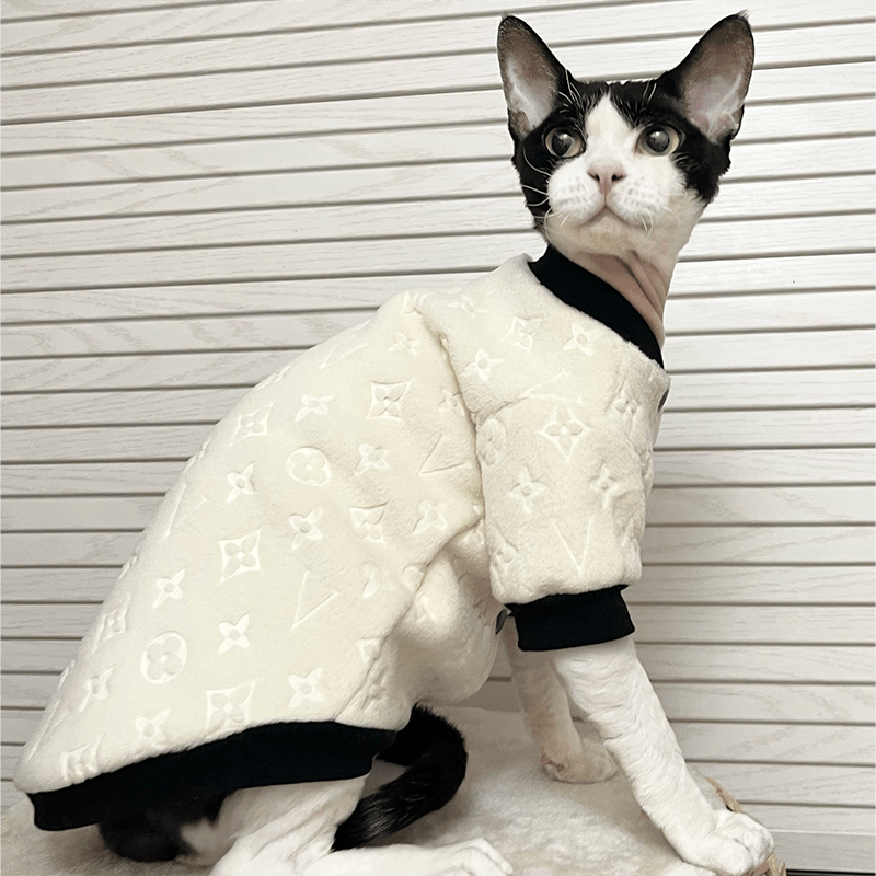 Faux Fur Cat Coat Button Jacket Winter Warm Sphynx Clothes - PIKAPIKA