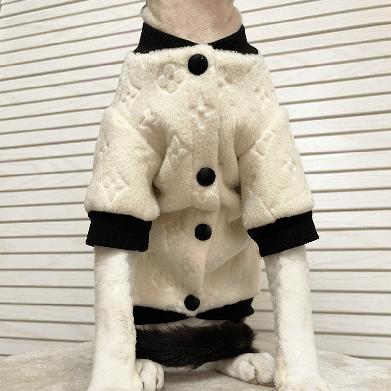 Faux Fur Cat Coat Button Jacket Winter Warm Sphynx Clothes - PIKAPIKA