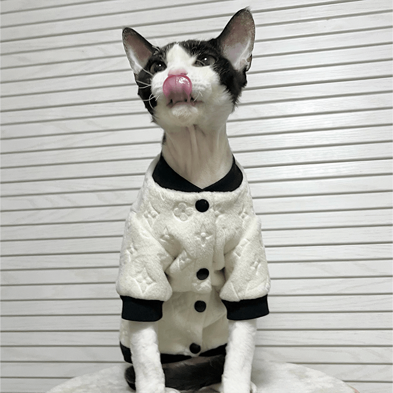 Faux Fur Cat Coat Button Jacket Winter Warm Sphynx Clothes - PIKAPIKA
