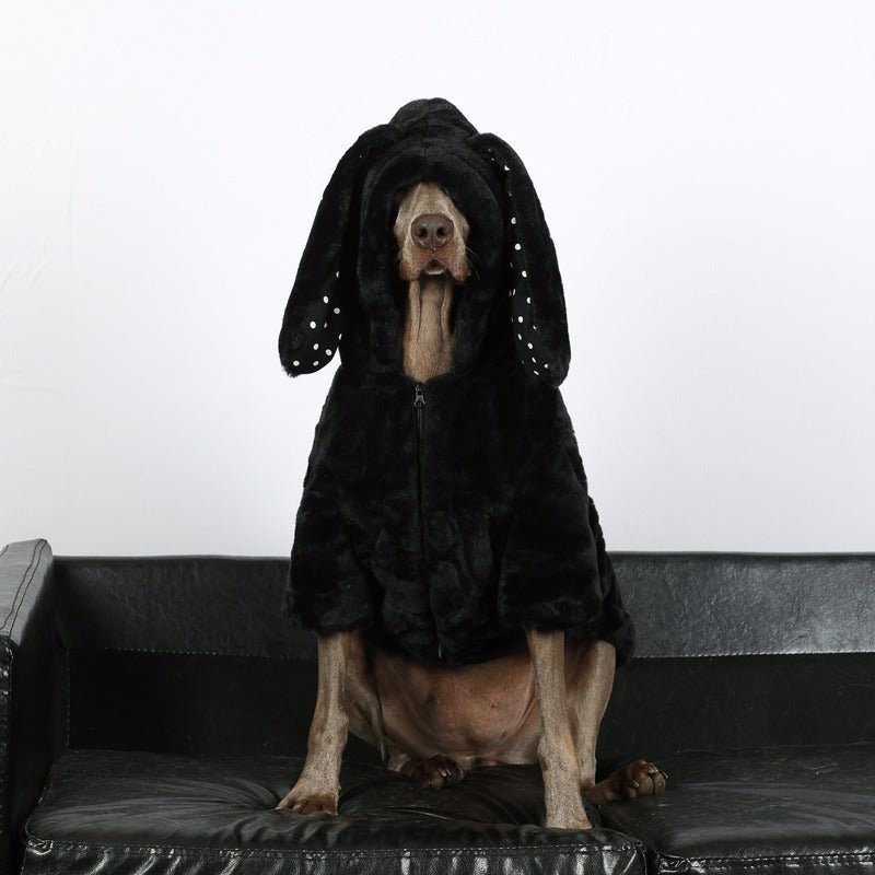 Faux Fur Coat Rabbit Ear Hoodie Jacket Big Dog Clothing - PIKAPIKA
